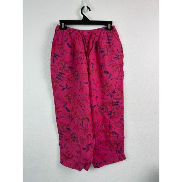 Habitat Clothes to live in women's medium red floral cropped linen pants - Picture 4 of 7